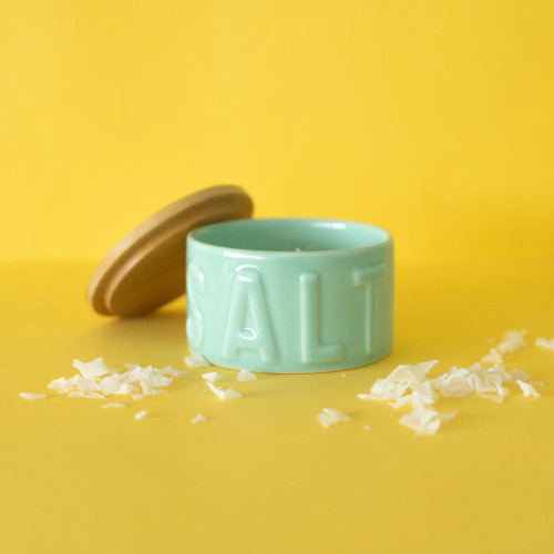 Balvi | Ceramic Salt Cellar with Bamboo Lid | Turquoise