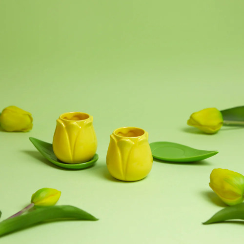 Balvi | Tulip Espresso Cup & Saucer | Yellow | Set of 2