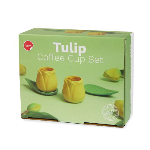 Balvi | Tulip Espresso Cup & Saucer | Yellow | Set of 2