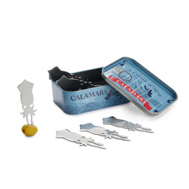 Balvi | 'Conserverie' Tinned Snack Forks | Calamari | Set of 4