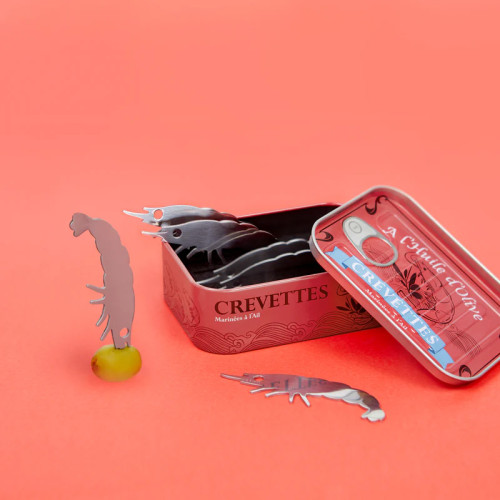 Balvi | 'Conserverie' Tinned Snack Forks | Shrimp | Set of 4