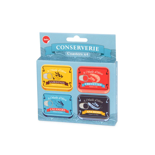 Balvi | 'Conserverie' Silicone Coasters | Seafood | Set of 4
