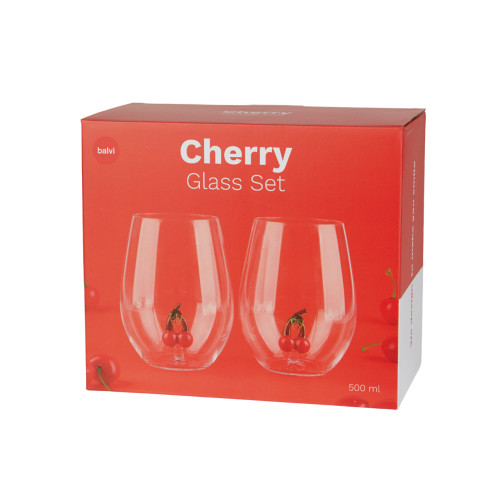 Balvi | Botanical Glasses | Cherries | Set of 2