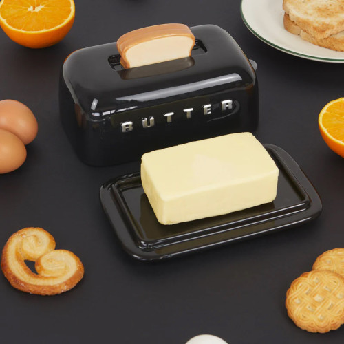 Balvi | Toaster Butter Dish | Ceramic | Black