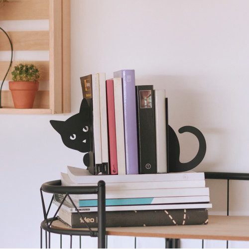 Balvi | Metal Bookends | Hiding Cat | 2 Pieces
