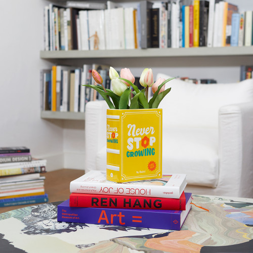 Balvi | Ceramic Book Vase | “Never Stop Growing” | Yellow