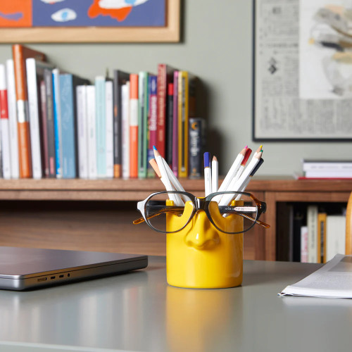 Balvi | 'Nosey Buddy' Stationery & Glasses Holder | Mustard
