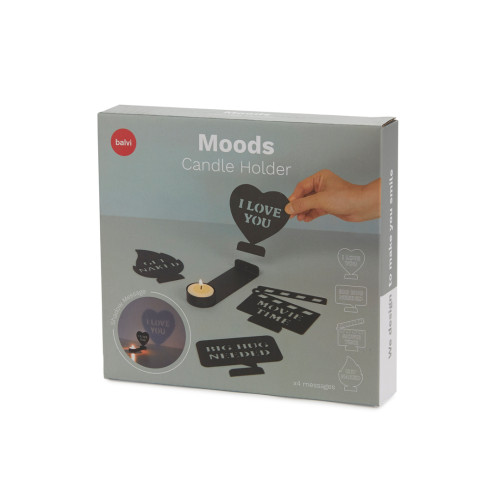 Balvi | 'Moods' Message Candle Holder | Black Balvi | 'Moods' Message Candle Holder | Black