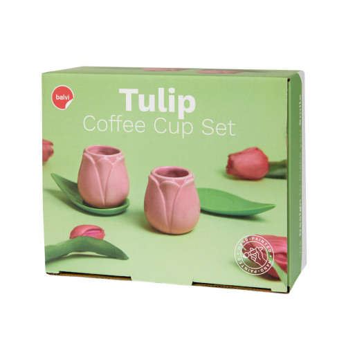 Balvi | Tulip Espresso Cup & Saucer | Pink | Set of 2