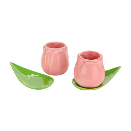 Balvi | Tulip Espresso Cup & Saucer | Pink | Set of 2 Balvi | Tulip Espresso Cup & Saucer | Pink | Set of 2