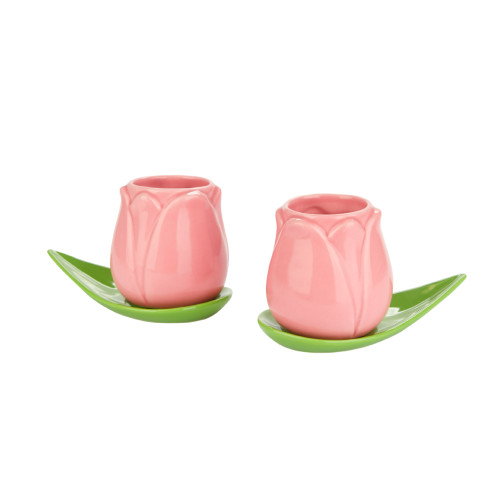 Balvi | Tulip Espresso Cup & Saucer | Pink | Set of 2
