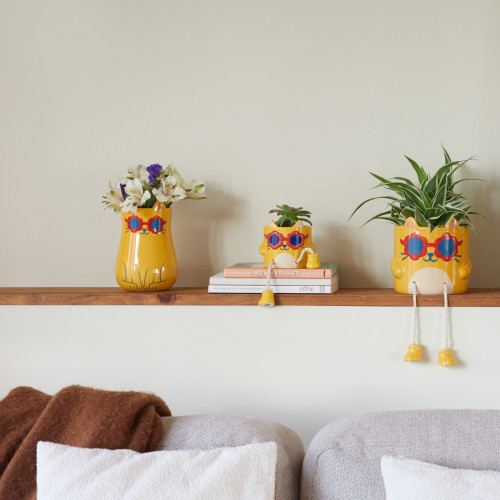Balvi | Cool Cat Vase | Yellow | 17cm Balvi | Cool Cat Vase | Yellow | 17cm