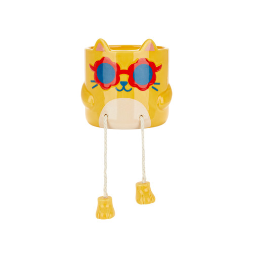 Balvi | Cool Cat Plant Pot | Yellow | 16cm Balvi | Cool Cat Plant Pot | Yellow | 16cm