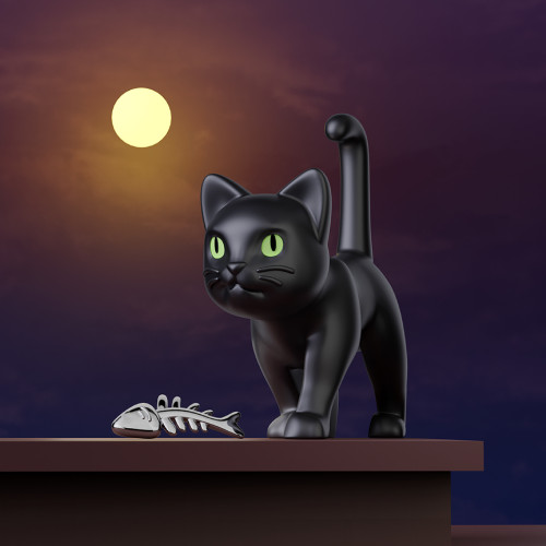 Chocli Metalmorphose Collection | Black Cat with Fish Bone Keyring Chocli Metalmorphose Collection | Black Cat with Fish Bone Keyring