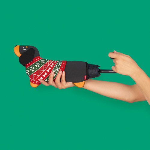 Umbrella | Festive Dachshund | Black