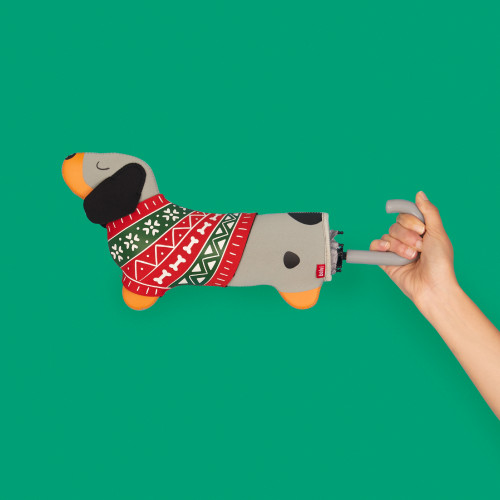 Umbrella | Festive Dachshund | Grey