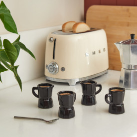 Moka Ceramic Espresso Coffee Cups | Black | Set of 4