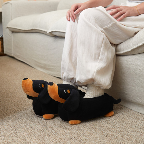 Dachshund Slippers | Black | M/L