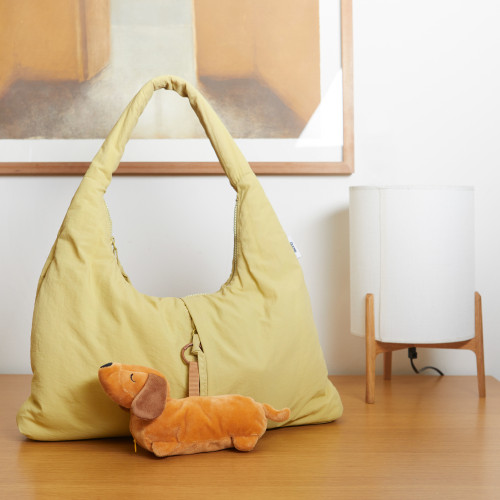 Dachshund Foldaway Shopping Bag & Charm | Brown