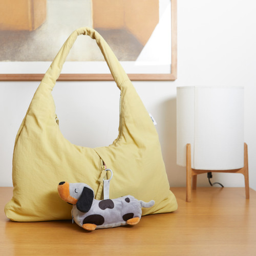 Dachshund Foldaway Shopping Bag & Charm | Grey