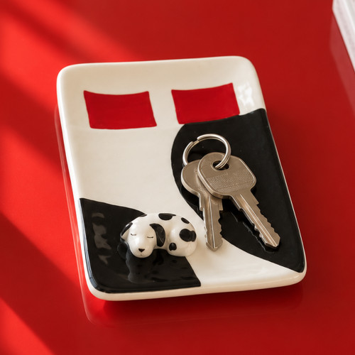 Helio Ferretti | Trinket Tray | Napping Dog | Monochrome & Red Helio Ferretti | Trinket Tray | Napping Dog | Monochrome & Red