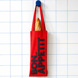 Helio Ferretti | Bon Appetit Wine & Baguette Tote Bag | Red