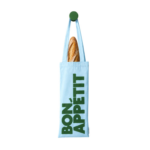 Helio Ferretti | Bon Appetit Wine & Baguette Tote Bag | Sky Blue Helio Ferretti | Bon Appetit Wine & Baguette Tote Bag | Sky Blue