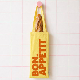 Helio Ferretti | Bon Appetit Wine & Baguette Tote Bag | Yellow