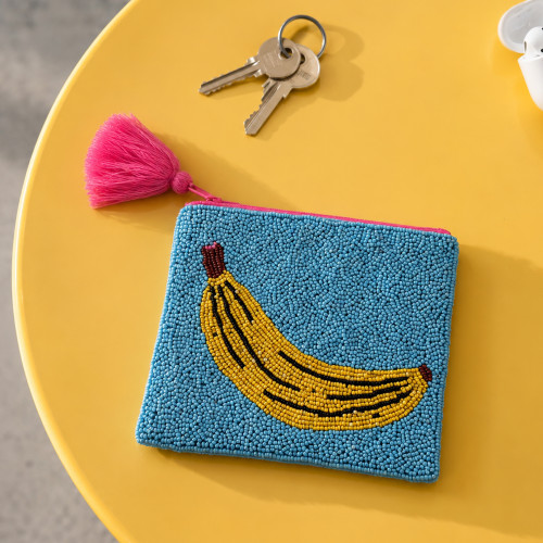 Helio Ferretti | Medium Beaded Coin Purse | Banana Helio Ferretti | Medium Beaded Coin Purse | Banana