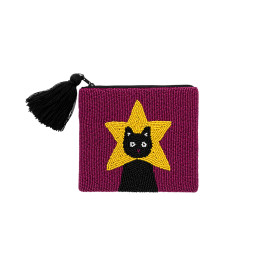 Helio Ferretti | Medium Beaded Coin Purse | Superstar Cat