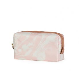 Studio Sweet & Sour Pink and White Marble Square Make Up Bag - Medium