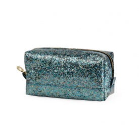 Studio Sweet & Sour Blue Glitter Square Make Up Bag - Medium