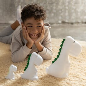 Dhink | Mini Colour Changing LED Night Light | White Dinosaur with Soft Green Mane