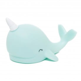 Dhink Mini Colour Changing LED Night Light | Pastel Blue Narwhal With White Horn