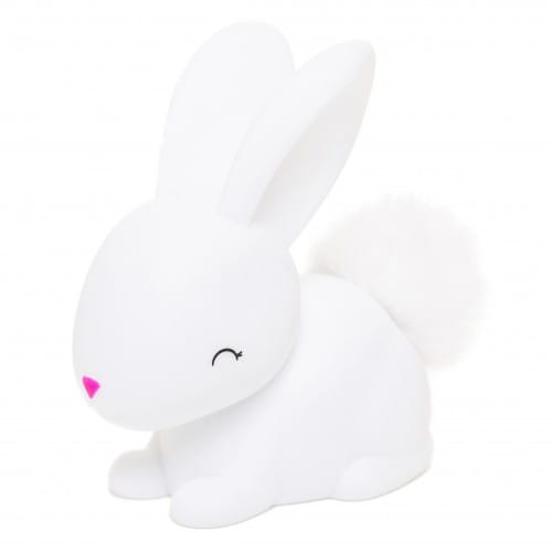 Dhink Mini Colour Changing LED Night Light | White Bunny With Fluffy Faux Fur Pom Tail