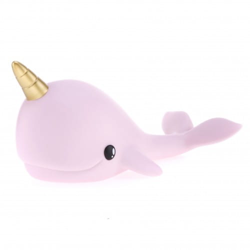 Dhink Medium Pastel Pink Narwhal With Gold Horn Colour Changing LED Night Light
