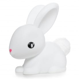 Dhink Medium White Bunny With Fluffy Faux Fur Pom Tail Colour Changing LED Night Light