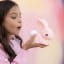Dhink Medium Pastel Candy Pink Bunny With Fluffy Faux Fur Pom Tail Colour Changing LED Night Light
