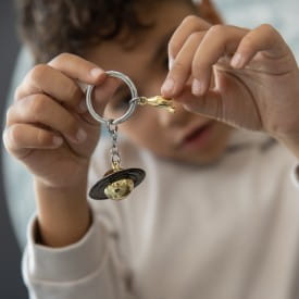 Metalmorphose | Grey & Gold Spinning Saturn Planet Keyring