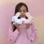 Dhink Medium Pastel Candy Pink Bunny With Fluffy Faux Fur Pom Tail Colour Changing LED Night Light