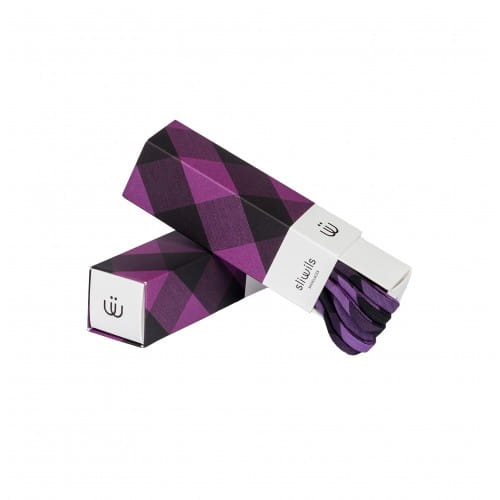 Sliwils | Fabric Shoelaces | Genuine Purple & Black Tartan | 120cm