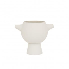 Helio Ferretti | Luxe Collection Circular Vase | Off White | 18.5cm