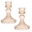 Helio Ferretti | Set of 2 Large Crystal Candle Holders | Light Brown