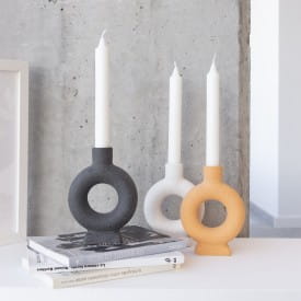 Helio Ferretti | Ceramic Candle Holder | White Oval