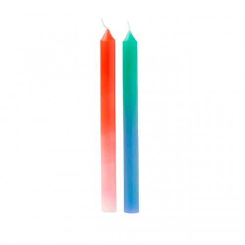 Helio Ferretti | Long Rainbow Candles | Ombre Red & Green | Set of 2