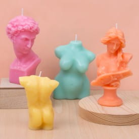 Helio Ferretti | Michelangelo's David Bust Candle | Pink | 14cm