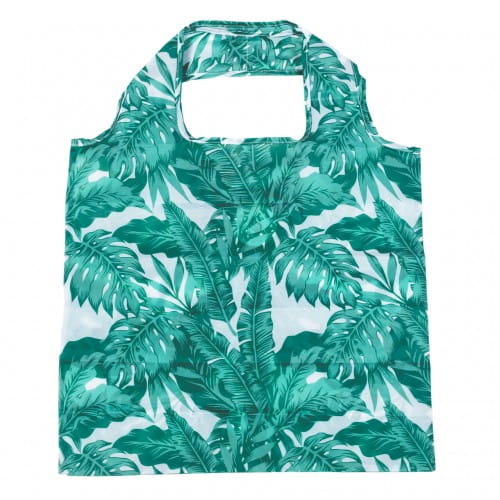 Helio Ferretti | Foldable Shopper Big Bag (45 x 42cm) | Made From Recycled RPET Bottles | Green Palm Leaves