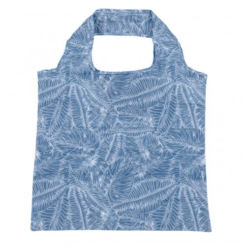 Helio Ferretti | Foldable Shopper Big Bag (45 x 42cm) | Made From Recycled RPET Bottles | Blue Tropical Leaves