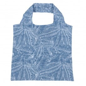 Helio Ferretti | Foldable Shopper Big Bag (45 x 42cm) | Made From Recycled RPET Bottles | Blue Tropical Leaves