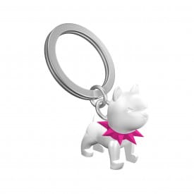 Metalmorphose | White & Pink Bulldog Keyring